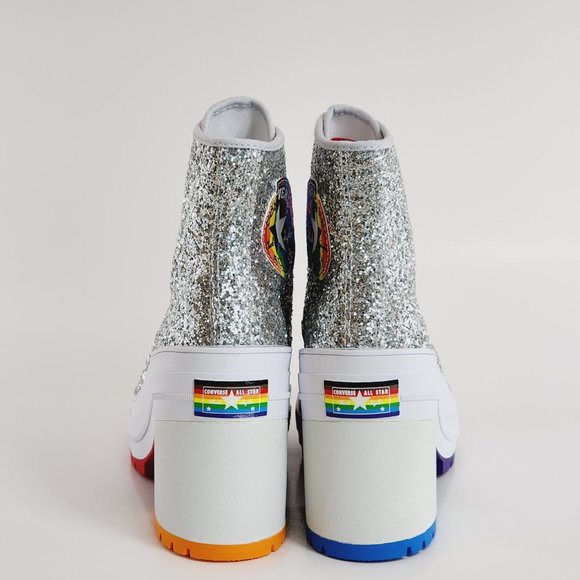 Converse Chuck 70 De Luxe Heel Pride Glitter Women's Platform Boots A06028C NWT - Picture 5 of 6